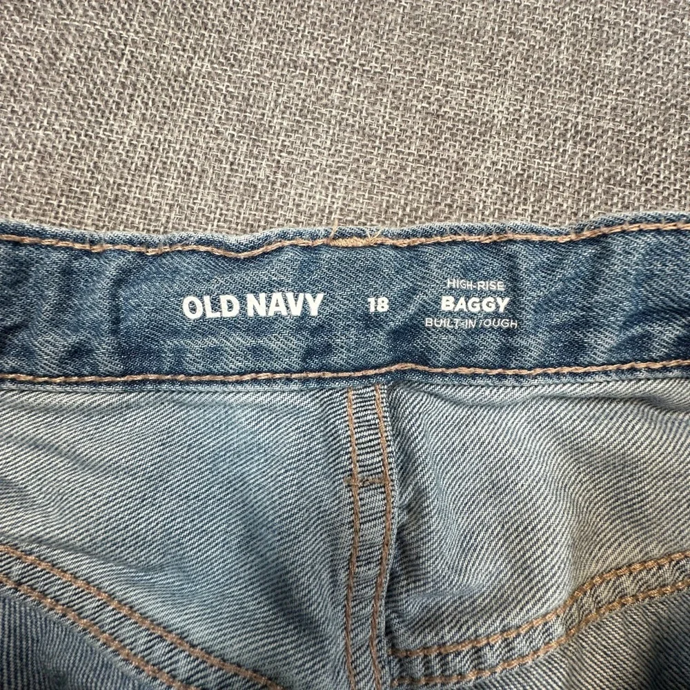 Old Navy High-Waisted Super Baggy Wide-Leg Cargo Jeans Girls 18 Seam Front Denim
